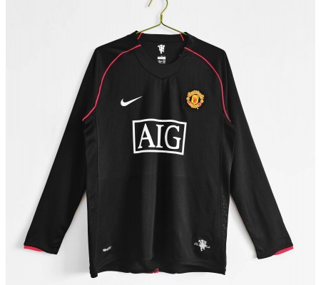 Manchester United 07/08 Away Black Long Sleeve Soccer Jersey